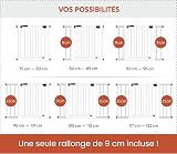 hauck Barriere de Securite Enfant Open N Stop KD avec Extension 9 cm (Largeur 84 à 89 cm), Sans Percage, Fermeture Facile, Ouverture Bilatèrale à 1 Main, Métal - Blanc - 6