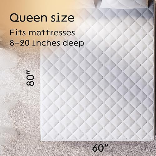 Miniatura 7 de Protector de colchón Queen de algodón 100% impermeable, protección de 360 almohadillas contra derrames, manchas y accidentes para padres y dueños de