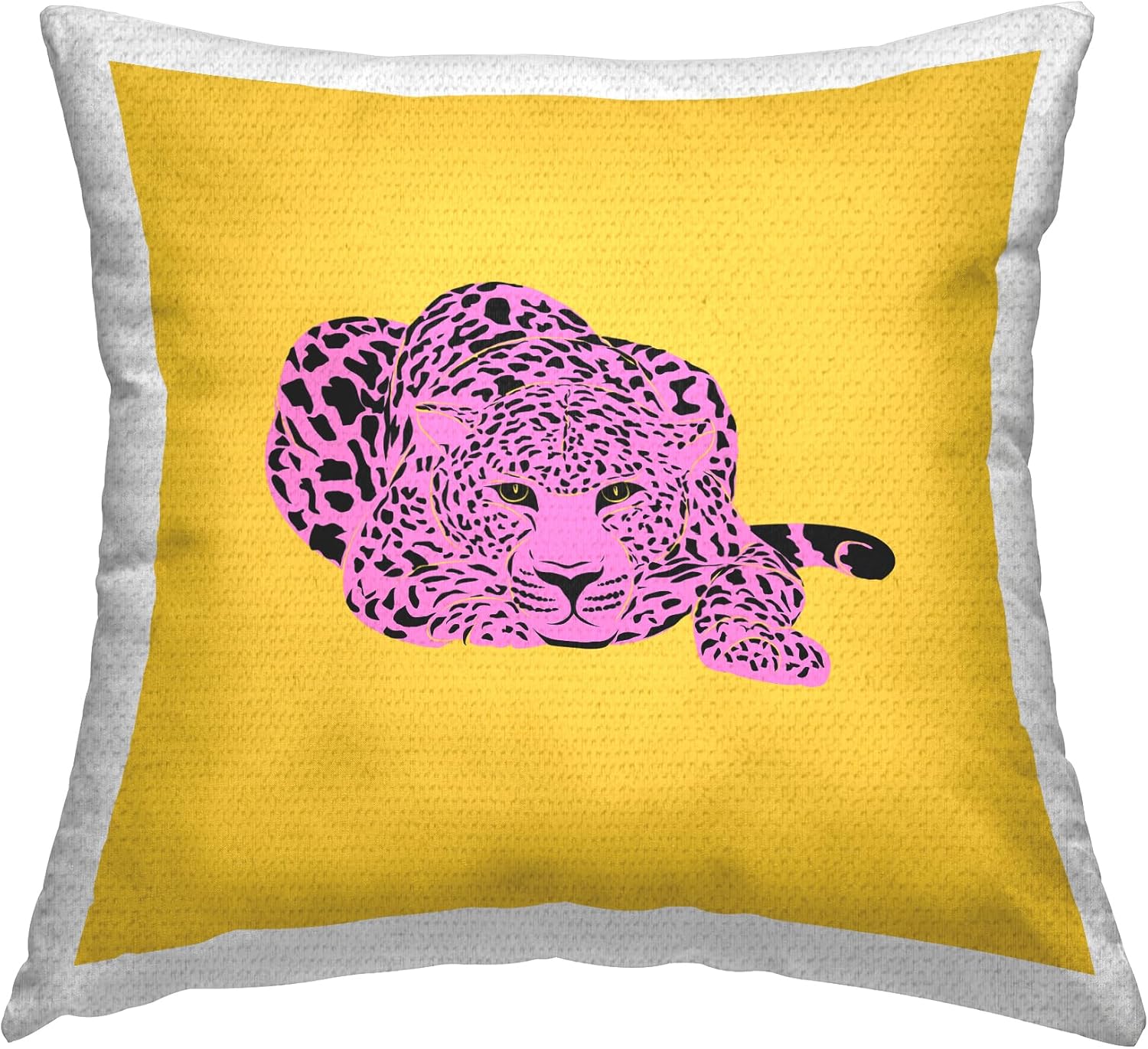 Stupell Industries Vivid Pop Style Cheetah Outdoor Printed Throw Pillow, 18 x 18, Yellow