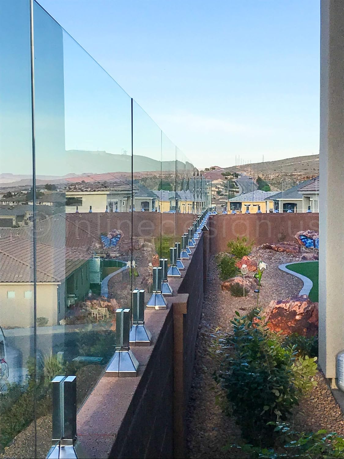 Glass Railing - Spigot Square Pyramid Glass Clamp for 1/2” Glass Thickness by Inline Design