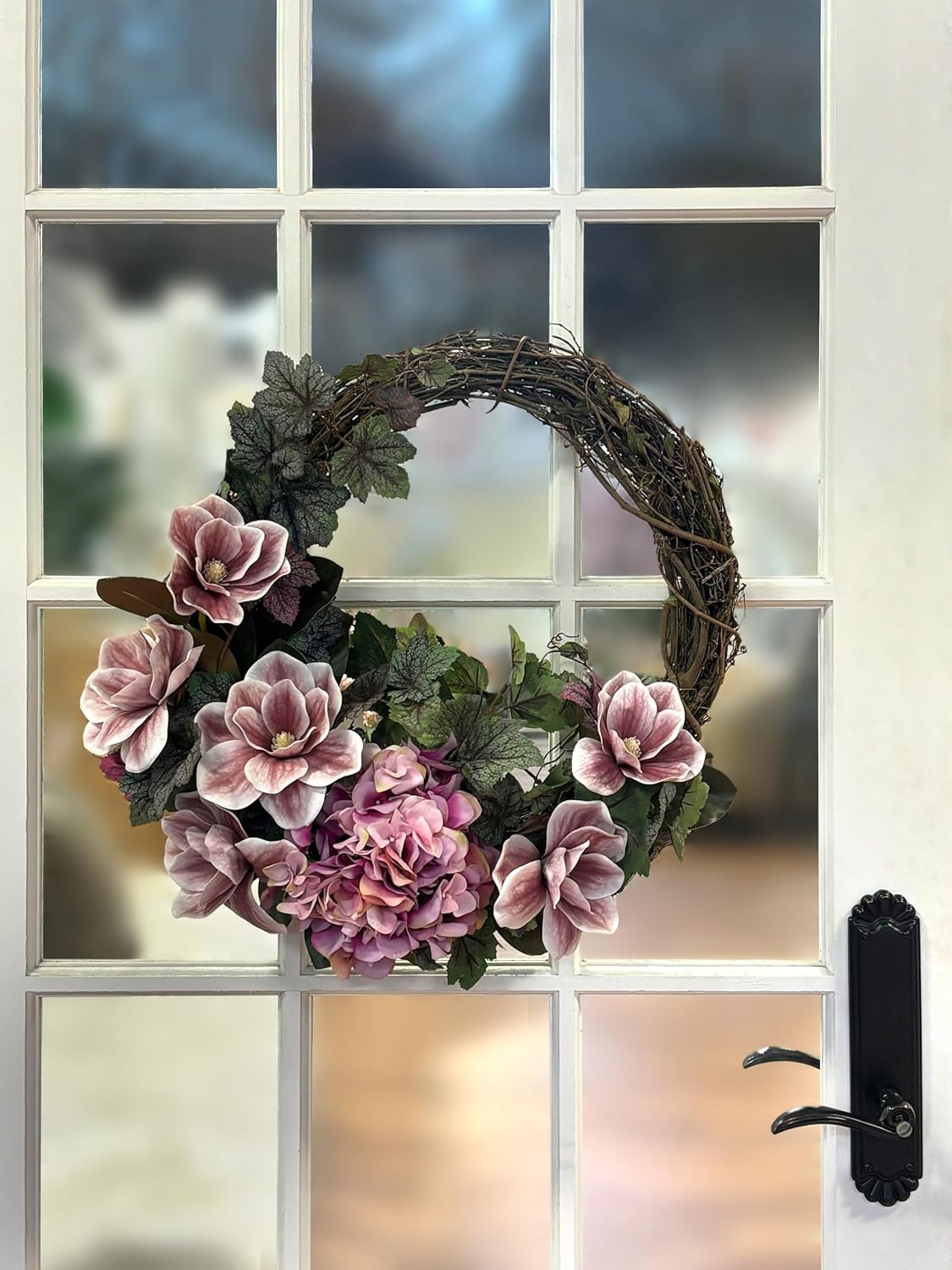Creative Displays, 22'' Wreath Arranged Begonia, Magnolia and Hydrangea, Made in USA for Home or Office