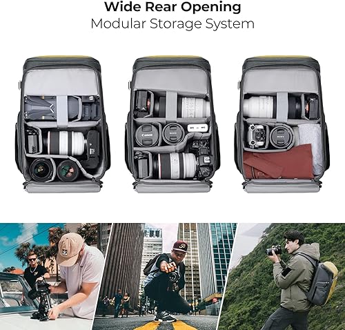Miniatura 3 de K&F CONCEPT Mochilas profesionales para cámaras de 25L de gran capacidad para fotógrafos, impermeables, mochila para cámara de fotografía para