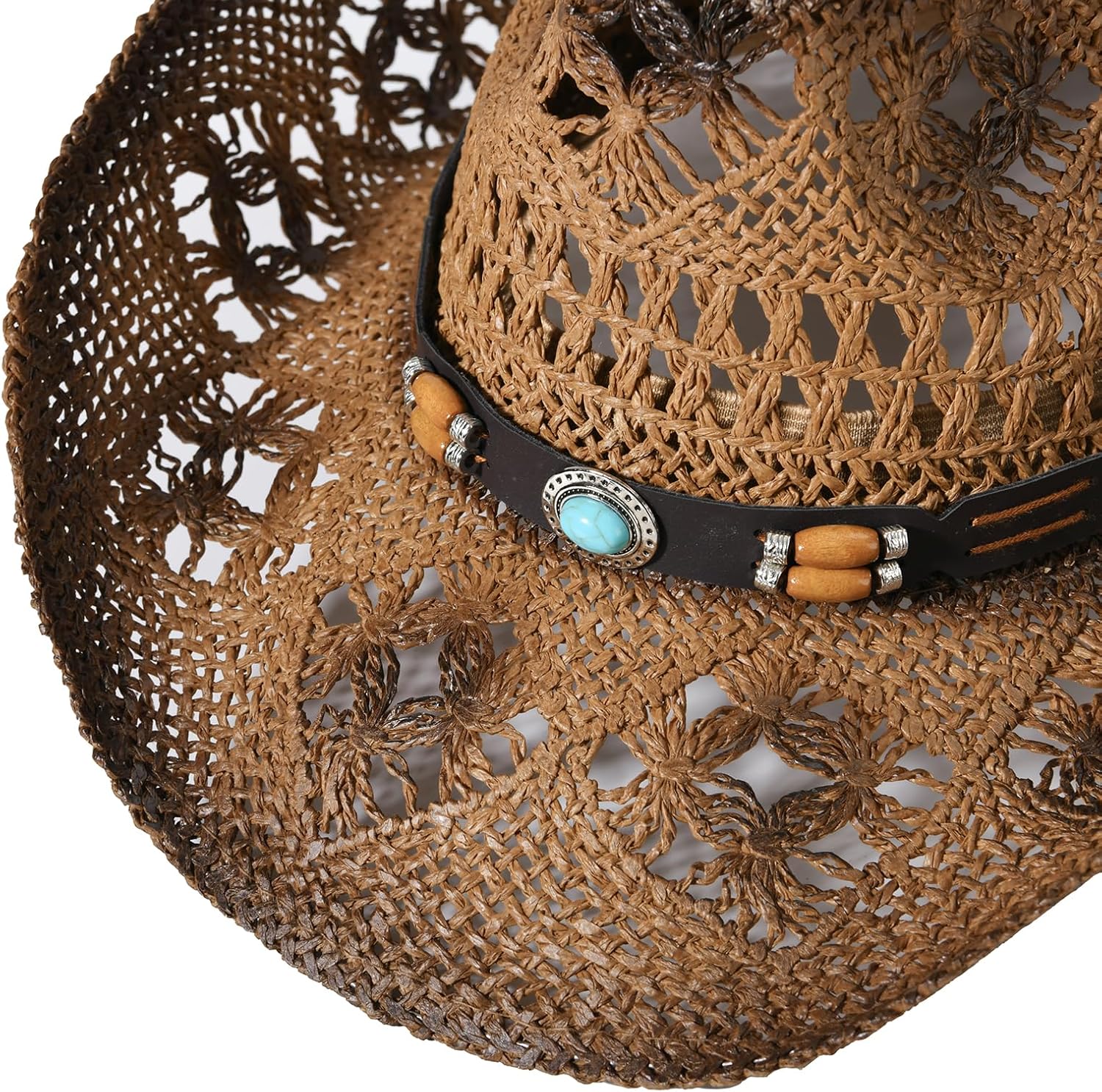 Cowboy Hats for Women & Men Brown Straw Cowboy Hat Wide Brim Western Cowgirl Hats Summer Sun Hat