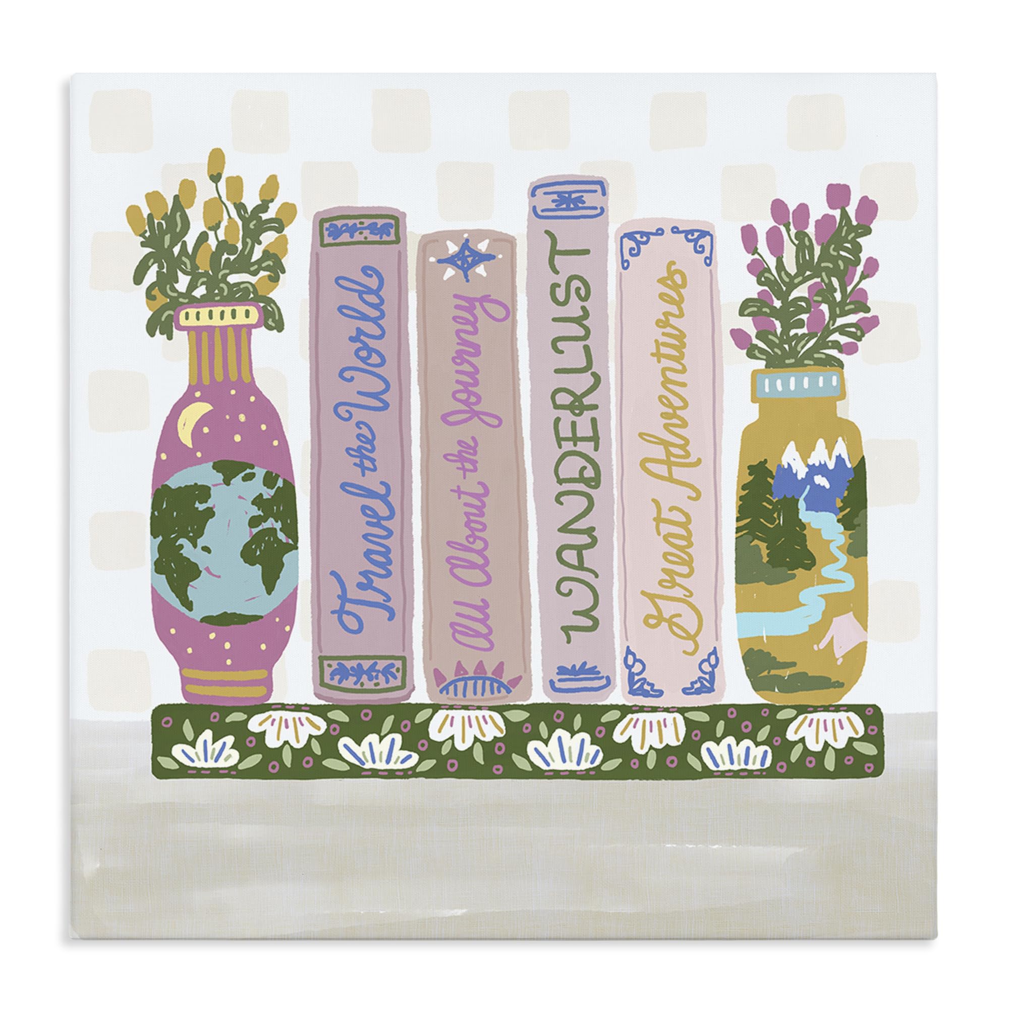 Stupell Industries Unframed 'Boho Travel Books Shelf'| Canvas Art