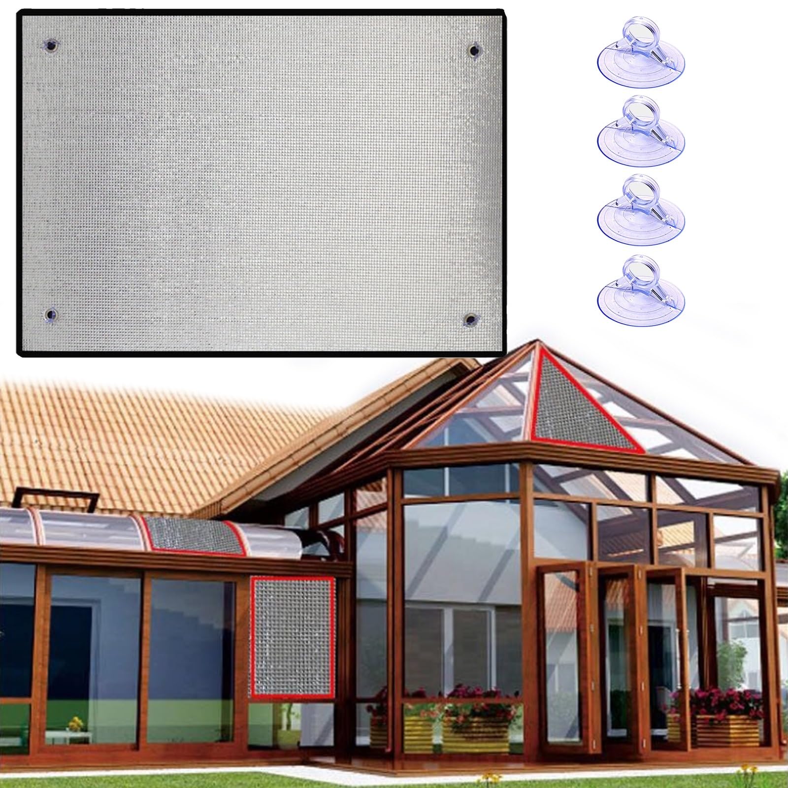 Finestra Parasole, Tenda Parasole In Foglio Di Alluminio | Portaoggetti arrotolabile, facilmente tagliabile, for porte scorrevoli, camper, cortili e balconi(W140xH140cm)