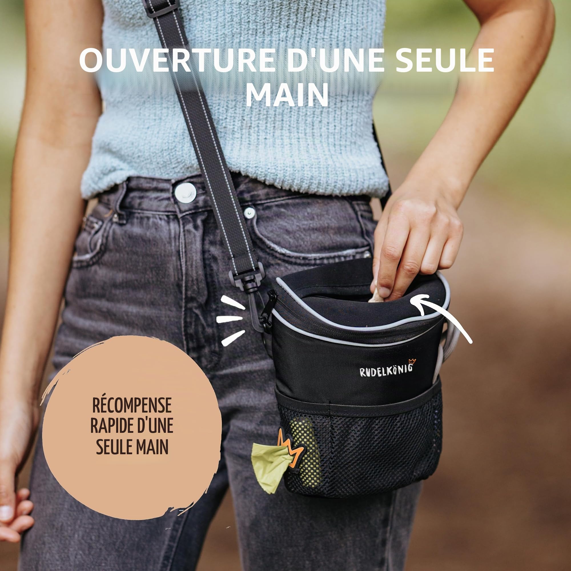 Rudelkönig Sac de Dressage Multifonctionnel pour Chien - Sacoche Friandise avec Pochette