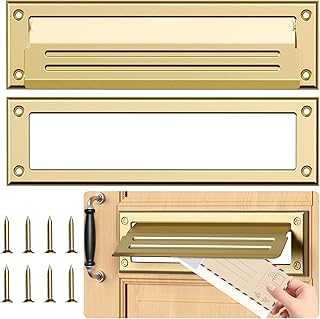 13 inch Mail Slot for Front Door, Stainless Steel Mail Slot Cover, Easy to Install, 1 Pack, 13"×3.7", Brass