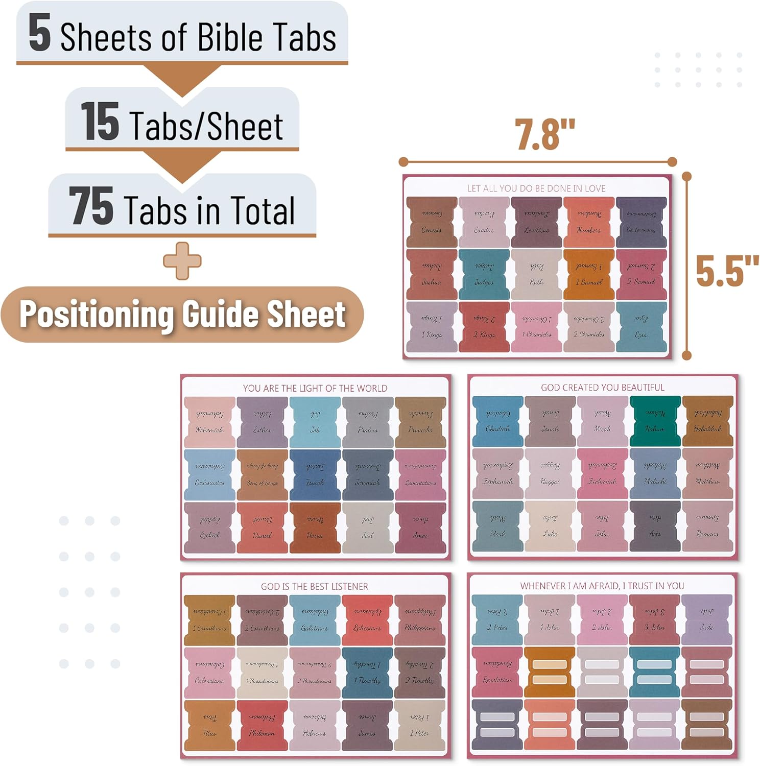 Mr. Pen- 聖書タブ、75タブ、ヴィンテージ、ラミネート聖書タブ、女性と男性用、聖書研究用聖書タブ、聖書インデックスタブ、聖書