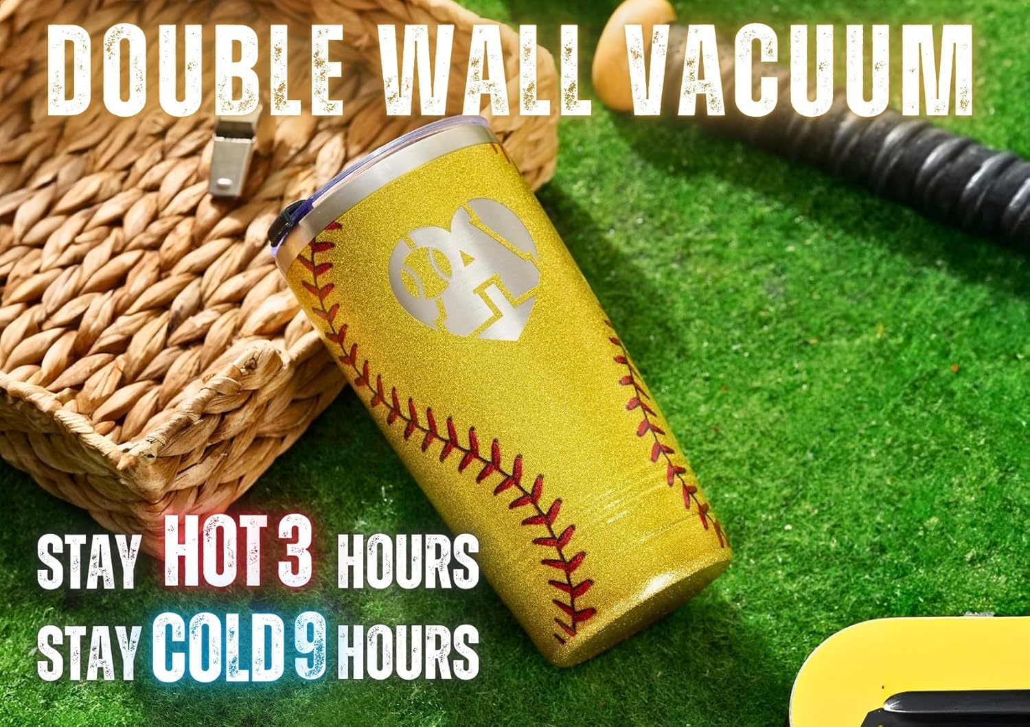 Onebttl Softball Accessories for Girls, Initial Softball Gifts for Girls Teenager Women, 20oz Stainless Steel Tumbler, Gifts for Team Senior Night Birthday Graduation Christmas- A - Image 3