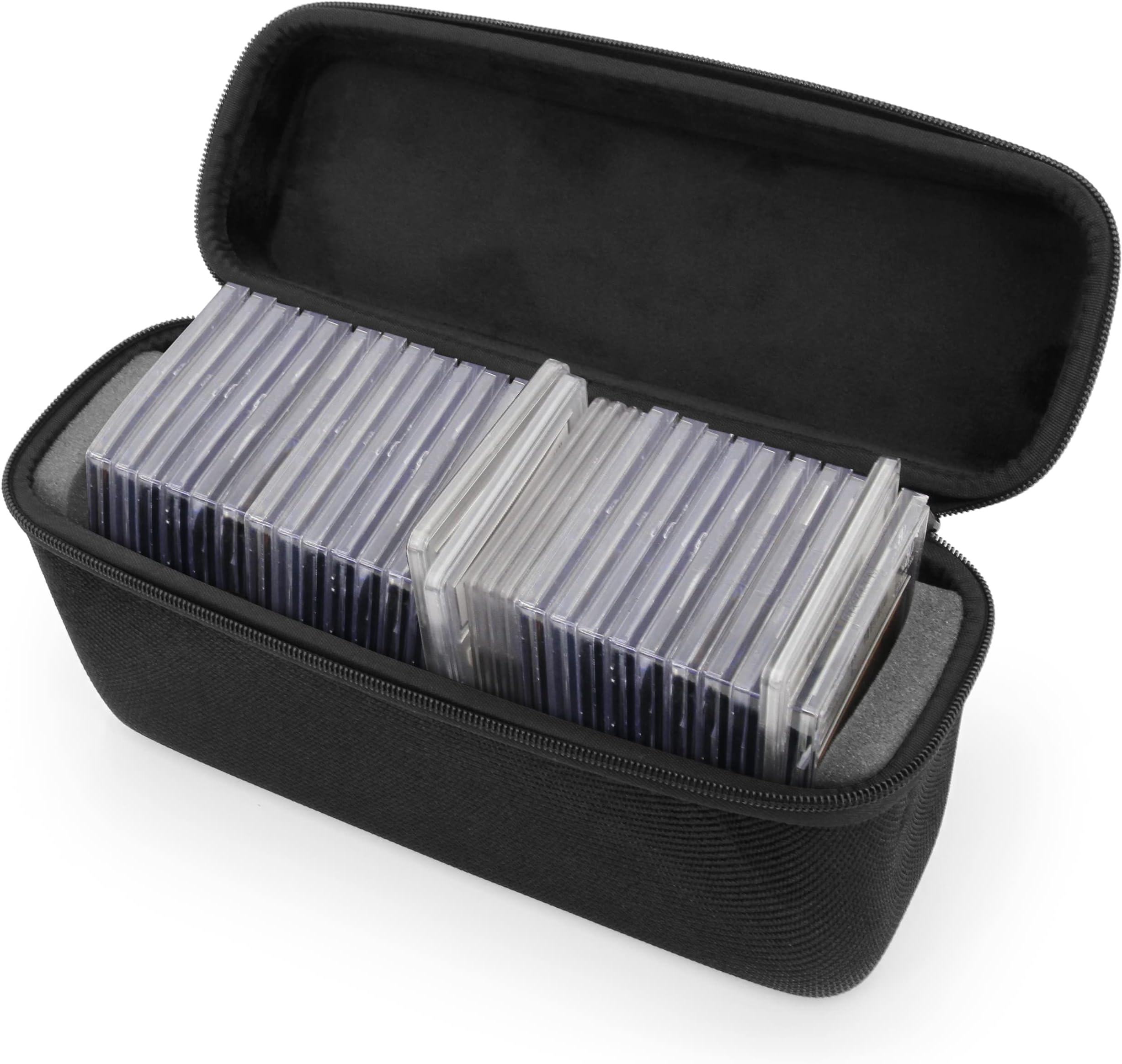 CASEMATIX Graded Card Case Compatible with 30+ BGS PSA Graded Sports Trading Cards or 140+ Top Loader Card Storage Case with Scratch Resistant Custom Card Carrying Case Interior