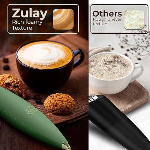 Vista 87 de Zulay Kitchen - Espumador de leche de mano con pilas AA Duracell: batidora de bebidas resistente para café, latte, capuchino y más, color aurora