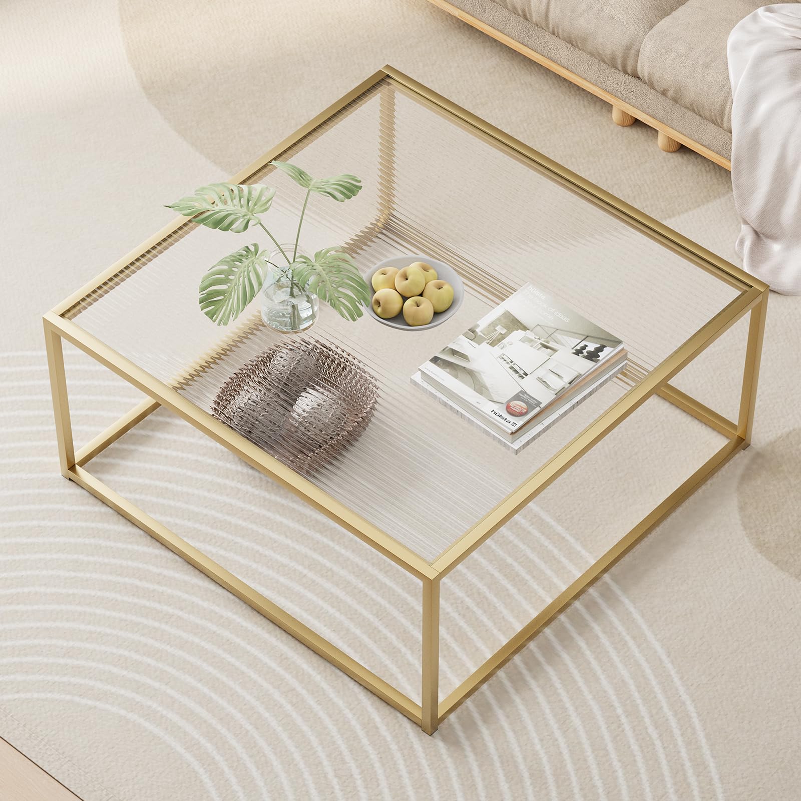 Glass Coffee Table Modern Center Table Minimalist Coffee Table Sofa Side Tea Table for Living Room Tempered Glass-top
