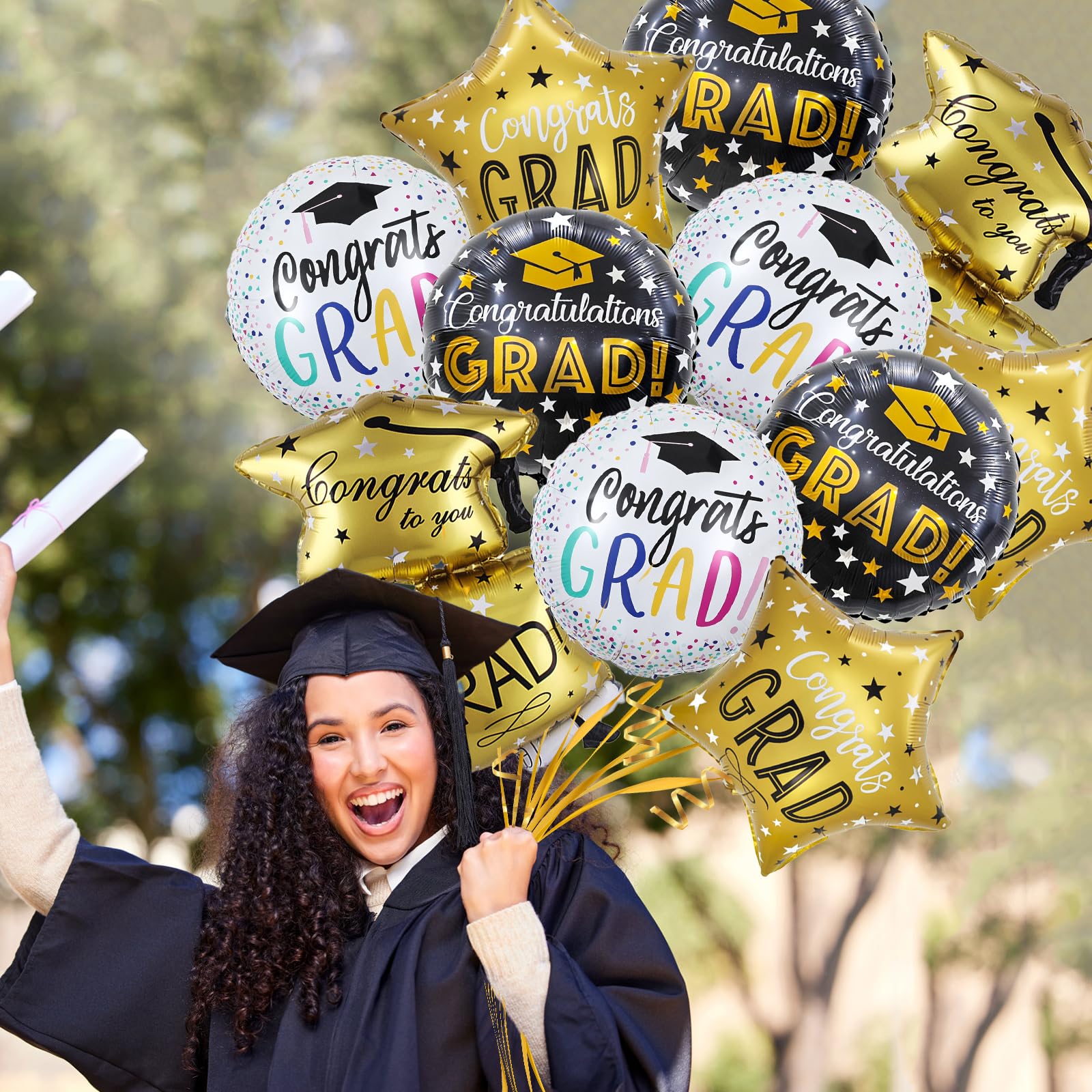 Graduation Hats And Balloons 4 Pieces 22 Inches Black Graduation Cap