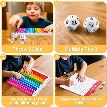 JoyCat Multiplication Chart, 9.8 x 10.2in Fidget Toys Times Table for Kids, Math Manipulatives Kindergarten 1st 2nd 3rd 4th 5th Grade, Stress Relieving