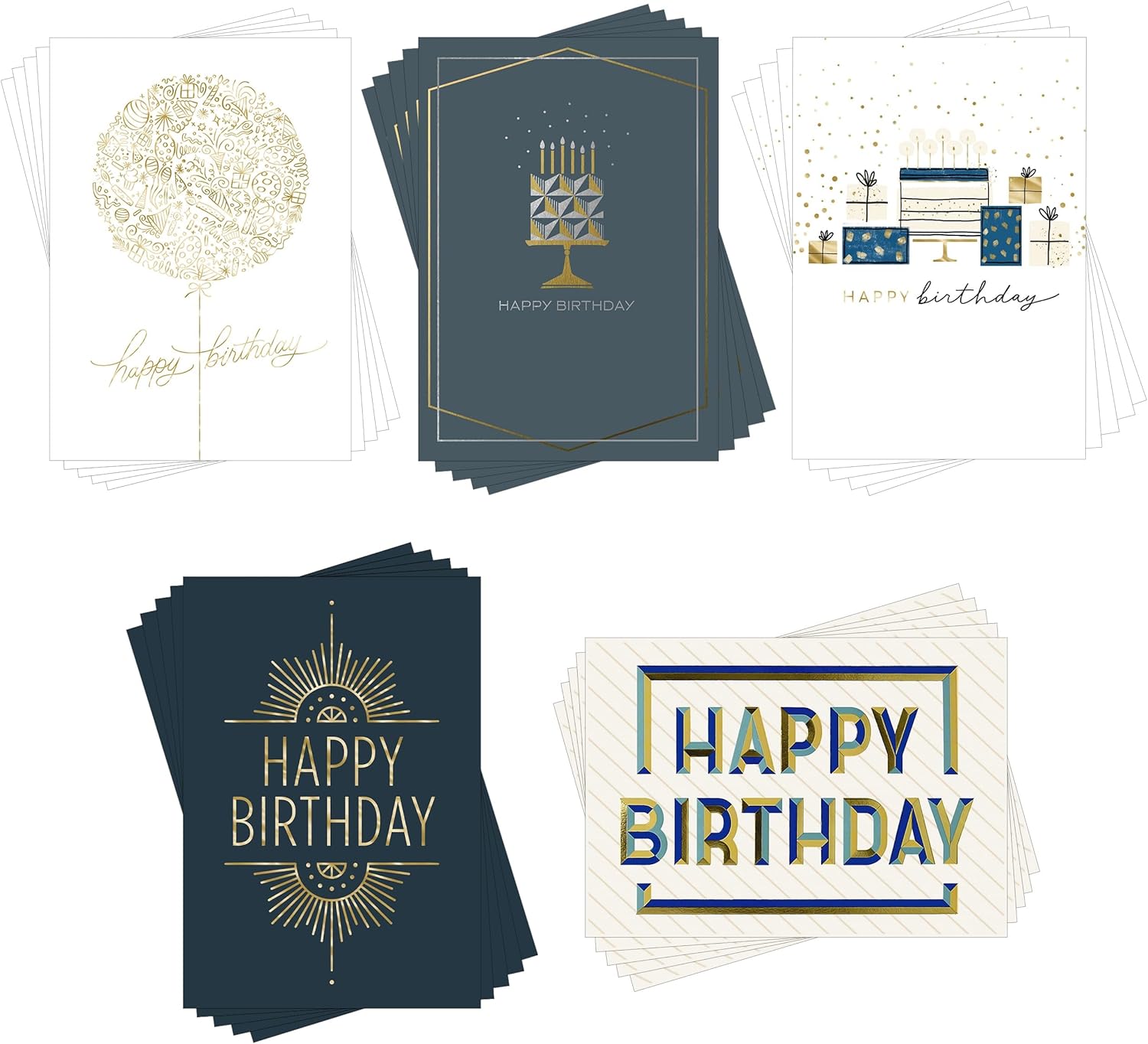 Hallmark Business Bulk 25 Pack Assorted Corporate Birthday Cards for Employees & Customers (Elegant Collection), 5 x 7 Cards, Message Inside, Envelopes Included