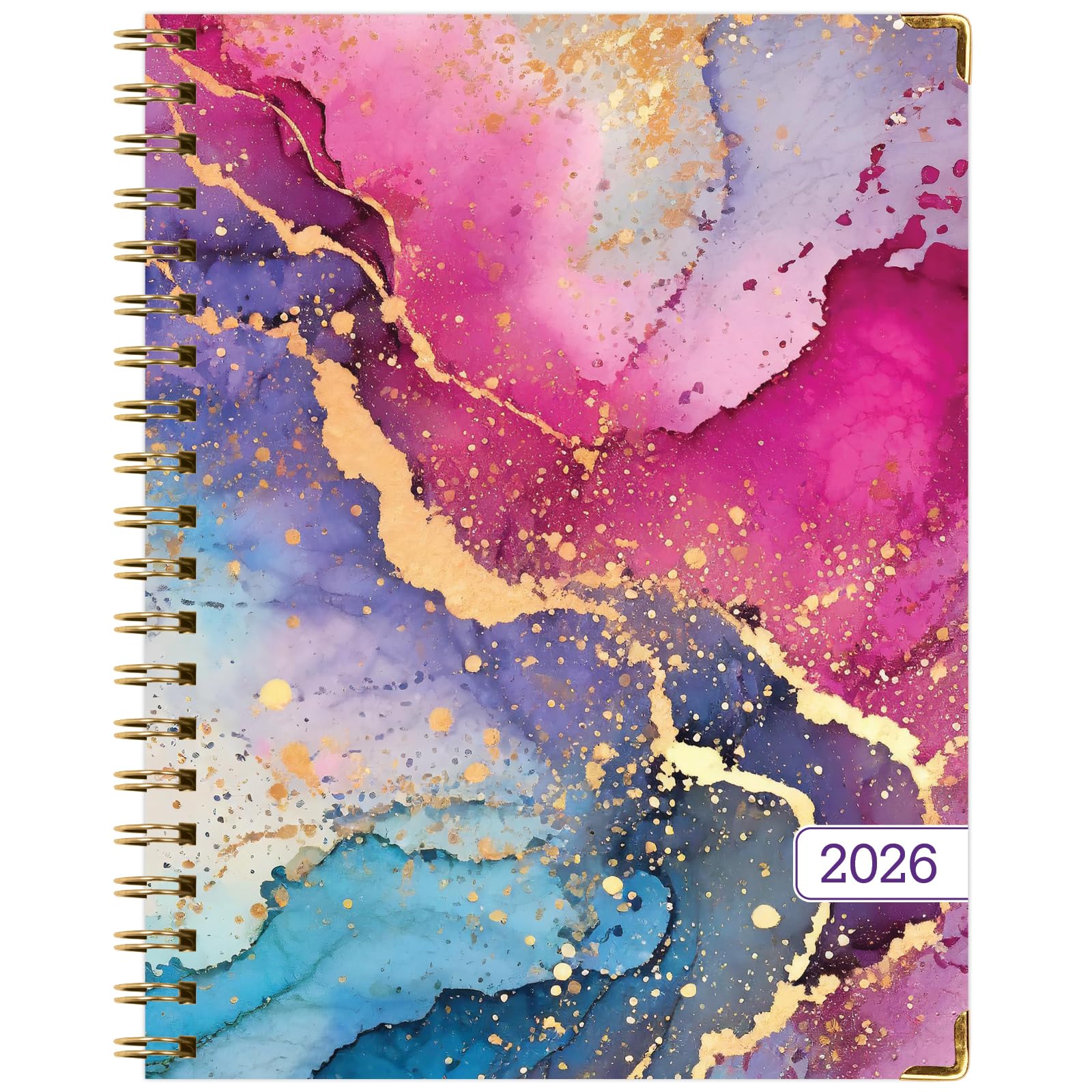 Agenda 2026 de tapa dura, 8.5 x 11 pulgadas: 14 meses (noviembre de 2025 a diciembre de 2026), agenda diaria, semanal, mensual, agenda anual, marcapáginas, carpeta de bolsillo y juego de notas