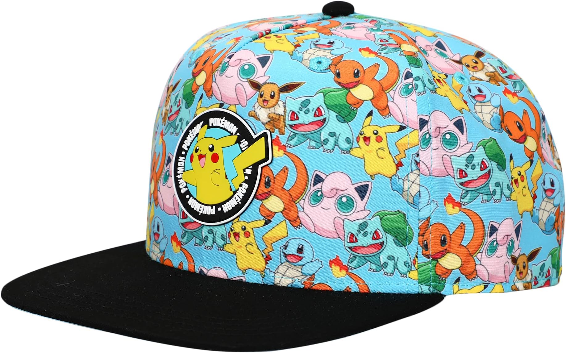 Pokemon Characters AOP Youth Light Blue Snapback Cap