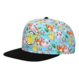 Pokemon Characters AOP Youth Light Blue Snapback Cap
