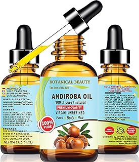 Botanical Beauty Brazilian ANDIROBA OIL 100% Pure Natural Virgin Unrefined Cold-pressed carrier oil 0.5 Fl oz 15 ml For Face, Skin, Body, Hair, Lip, Nails, Rich in vitamins C, E