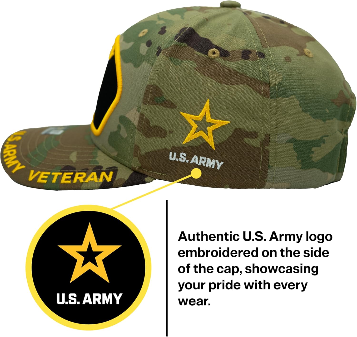 US Army Veteran Hat for Men Official Licensed Military Veterans Embroidered Patch Design Army Seal Adjustable Baseball Cap - Image 3