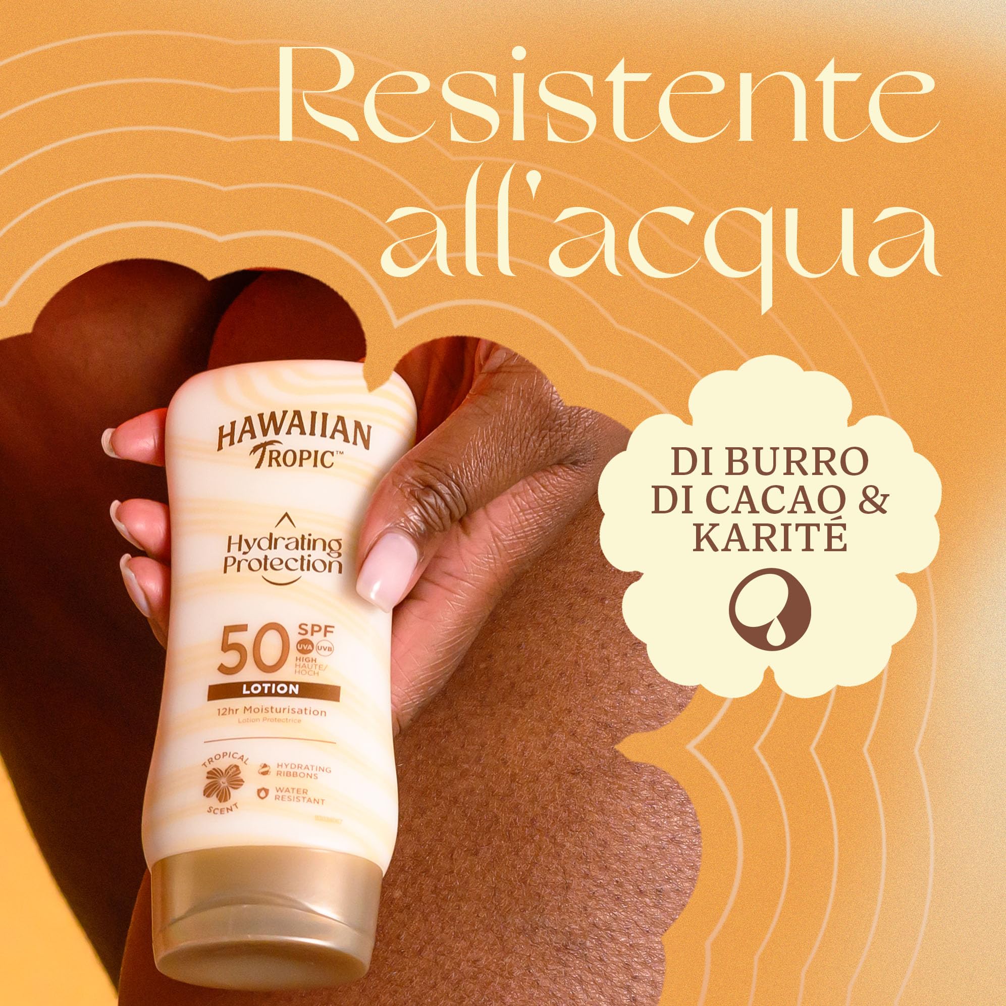 Hawaiian Tropic, Lozione Solare Hydrating Protection Sunscreen SPF 50, 180 ml