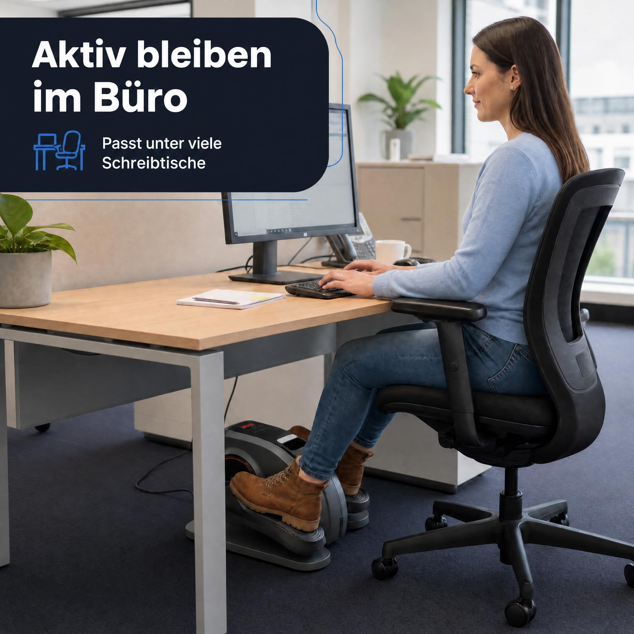 @tec Vita&Cross Motorisierter Pedaltrainer, Mini Ellipsentrainer | Gelenkschonender Beintrainer im Sitzen – 10 Stufen, 3 Programme, mit Fernbedienung, für Senioren, Büro & Zuhause