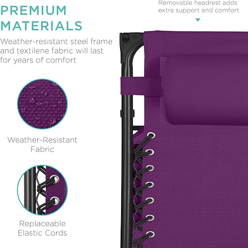 Miniatura 7 de Best Choice Products Sillón reclinable de 30 pulgadas de ancho con gravedad cero para exteriores, con toldo ajustable, reposacabezas, bandeja
