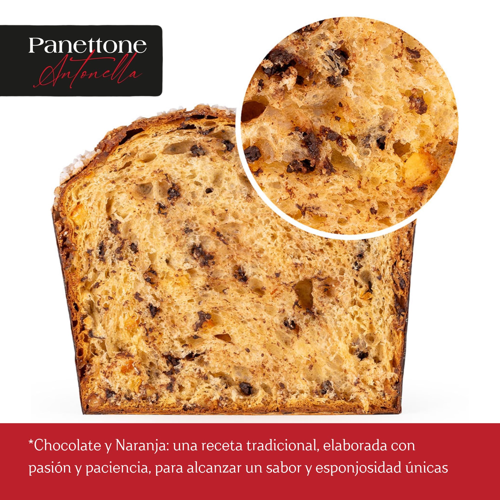 Panettone Antonella de Chocolate y Naranja XXL 1200 gr - Elaboración Artesanal con Receta Tradicional - Delicioso Panetone Dulce Navideño (1 PANETTONE)