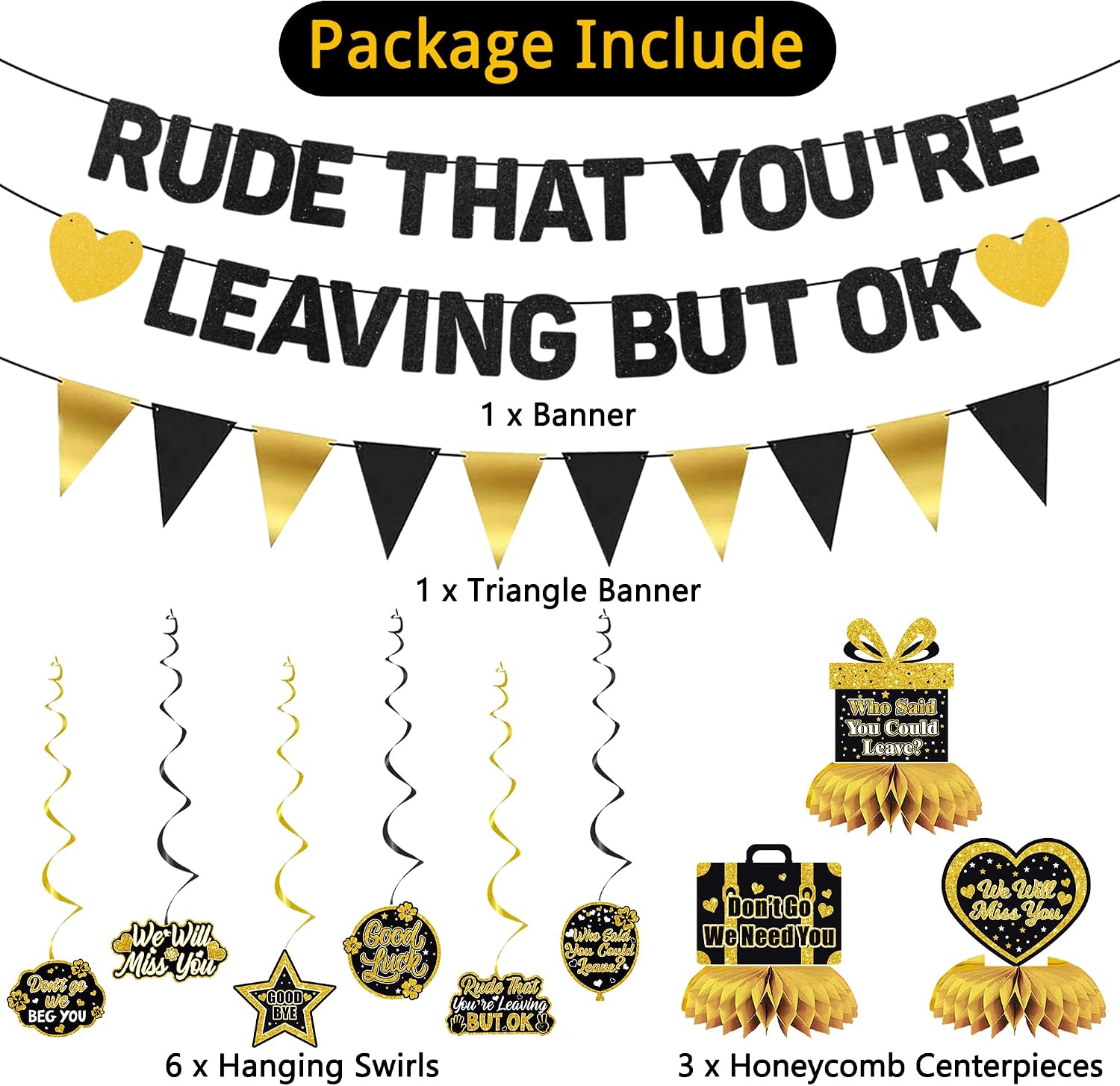 Roetyce Farewell Party Decorations, Black Rude That You're Leaving But OK