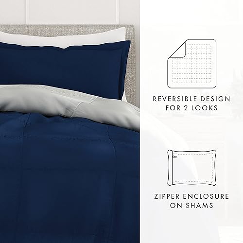 Miniatura 6 de Linen Market - Juego de edredón reversible prémium con relleno alternativo