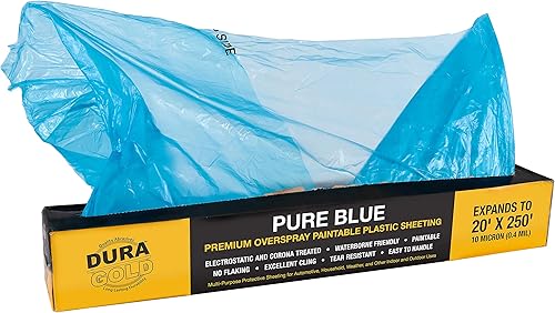 Dura-Gold Rollo de lámina de plástico pintable de alta calidad azul puro de 20 x 250 pies, 10 micras, 0.4 mil, cubierta protectora de película disponible en Yaxa Colombia