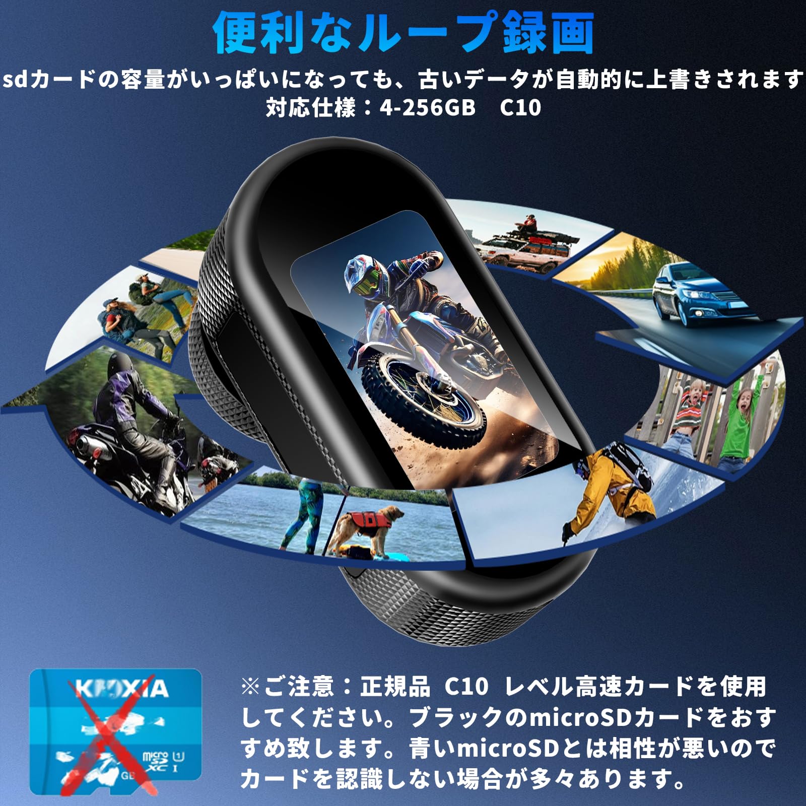 4K 8MPアクションカメラ 小型ウェアラブルカメラ 140°広角小型Vlogビデオカメラ 1.47インチモニター搭載 プリ録画 連写 遅延撮影 ボディカメラ ループ録画 150min連続稼働 IP65防水 スマホ連携 写真撮影 Vlog/旅行/アウトドア/スポーツカメラ/ペット 記録用 携帯便利/バイク 自転車に取り付け可能 豊富なアクセサリー - 4