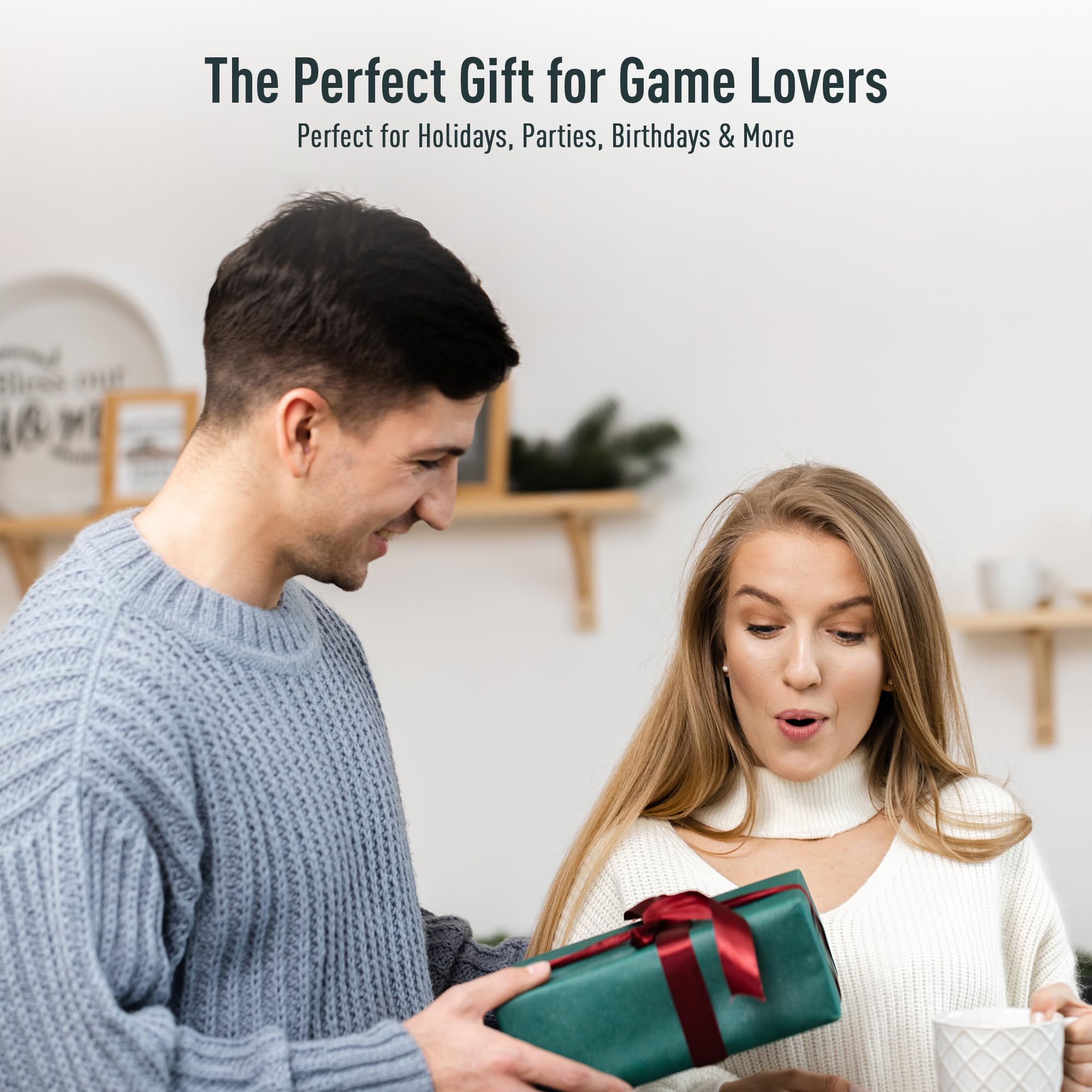 More Or Less? Juego de cartas de trivia, compacto y divertido, ideal para viajes, noche de juegos familiares, regalos de Navidad y vacaciones, 5 categorías de preguntas