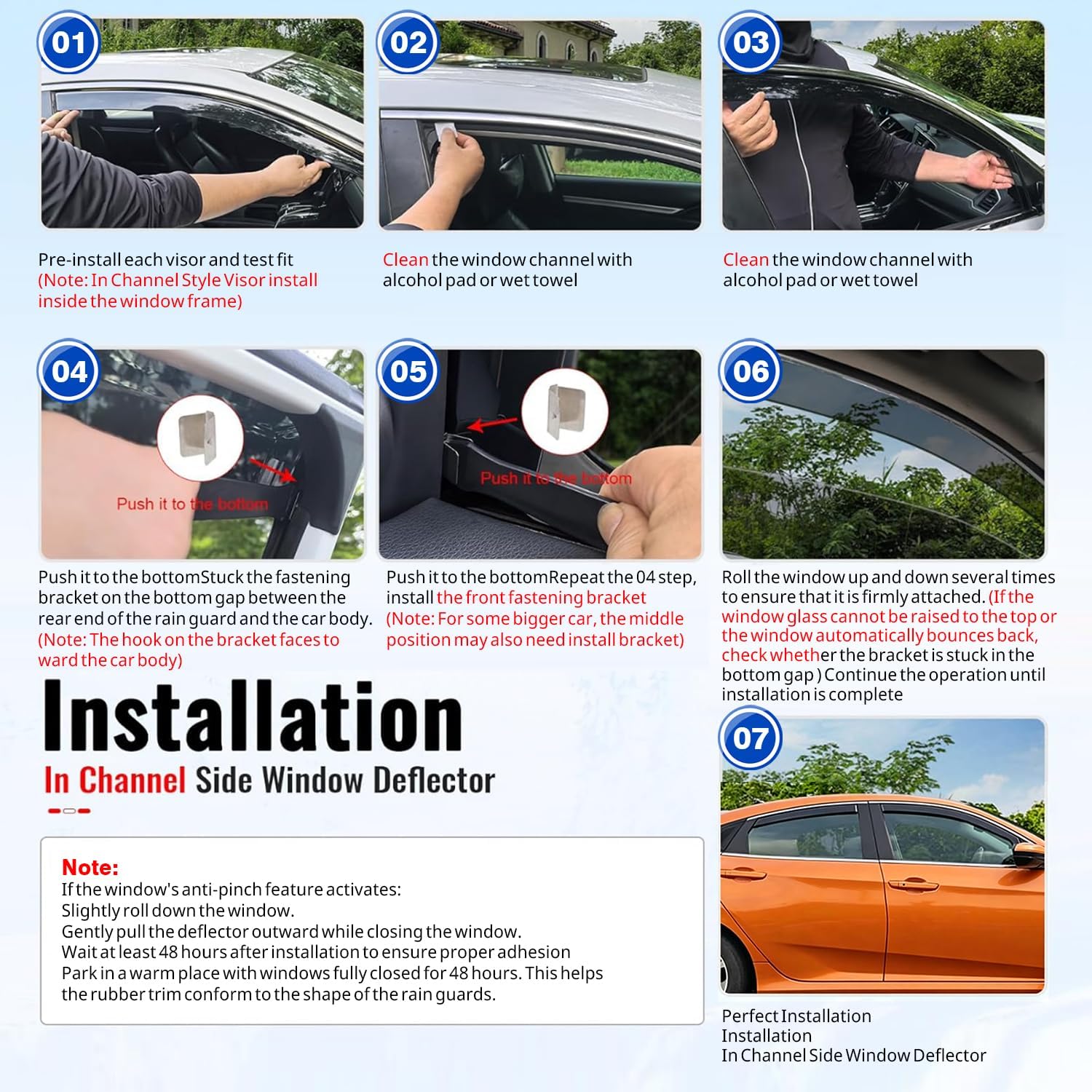 4Pcs in-Channel Window Visors Rain Guards Double Cab Window Vent Wind Deflectors Visors Shades Compatible with Toyota 4Runner 2010-2024