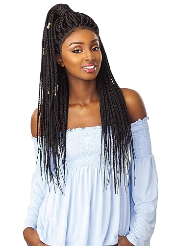 Miniatura 3 de Sensationnel Peluca de cabello sintético con encaje frontal Cloud 9, encaje suizo 4x4, multipartición, trenza, caja grande (613)