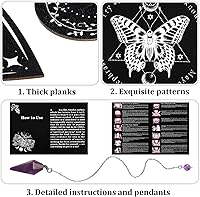 Vista 3 de Threan Tabla de adivinación de péndulo para radiestesia con conjunto de amatista, tabla de hablar de espíritu de madera, collar de péndulo