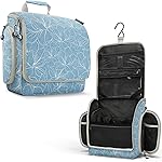 VENTURE 4TH Hanging Travel Toiletry Bag for Women & Men - Travel Organizer with Expandable Compartments & Removable Clear Pouch for Toiletries (Blue Flowers)