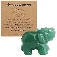 Travel Gifts for Women White Elephant Gifts Christmas Stocking Stuffers Safe Travel Good Luck Gifts, Green Jade Elephant Figurine