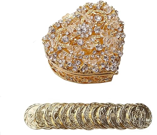 Miniatura 7 de Lassos Boutique Juego de arras de plata de 2 pulgadas, Arras de plata para Boda con monedas de plata de la unidad