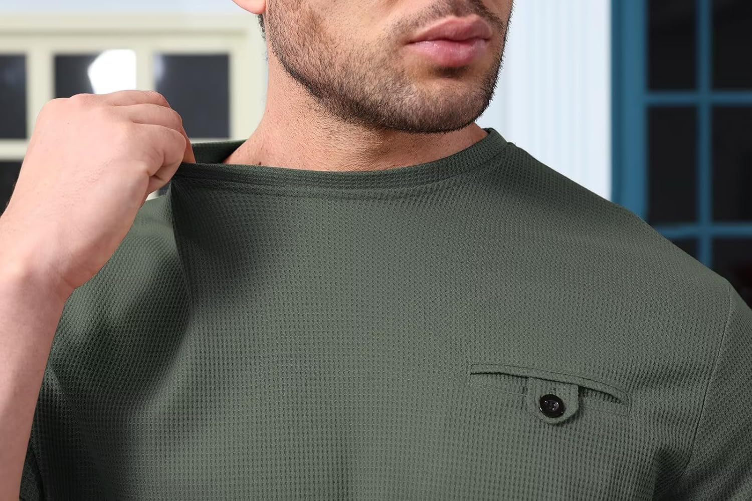 ThusFar Men's Waffle Shirt and Shorts Set 2 Piece Outfits Summer Tracksuits Set with Pockets Athletic Casual Outfits - Image 6