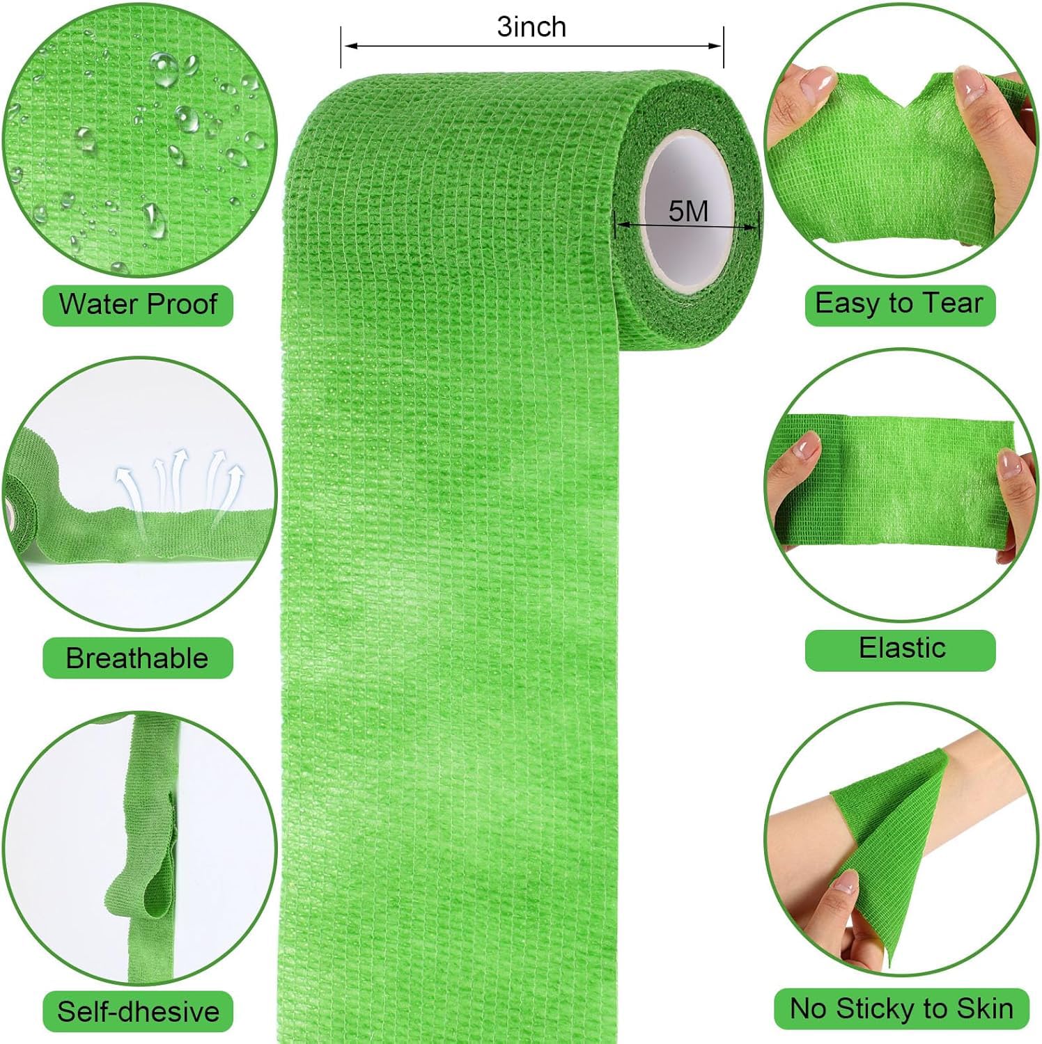 Venda Cohesiva,14 Rolls Vendas Autoadhesivas Bendaje Adhesiva Deportiva Venda Elastica para Muñeca Dedos Lesiones Deportivas,Hinchazón y Venda para Mascotas (7,5 cm x 4,5 m) — view 2