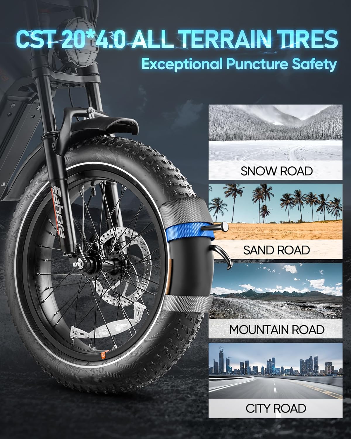 2025 eAhora Juliet Electric Bike for Adults 1200W Dual Motor Electric Bike Up to 31 MPH 20'' Fat Tire Full Suspension E-Bike for Delivery Commuting 48V 60Ah 100-200Miles Long Range Ebike+Bag