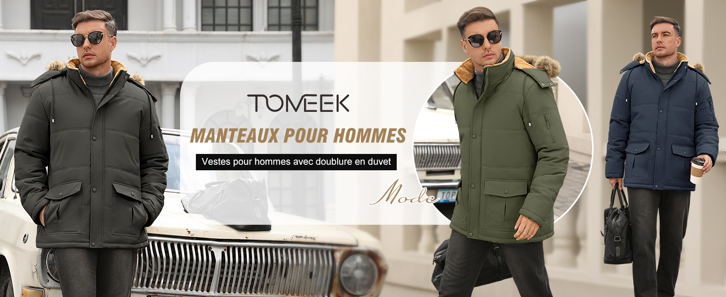 Manteau D’hiver Homme Parka Polaire | Capuche Amovible, Coupe-vent | Multi-poches Pour Outdoor | Chaud Et Décontracté
