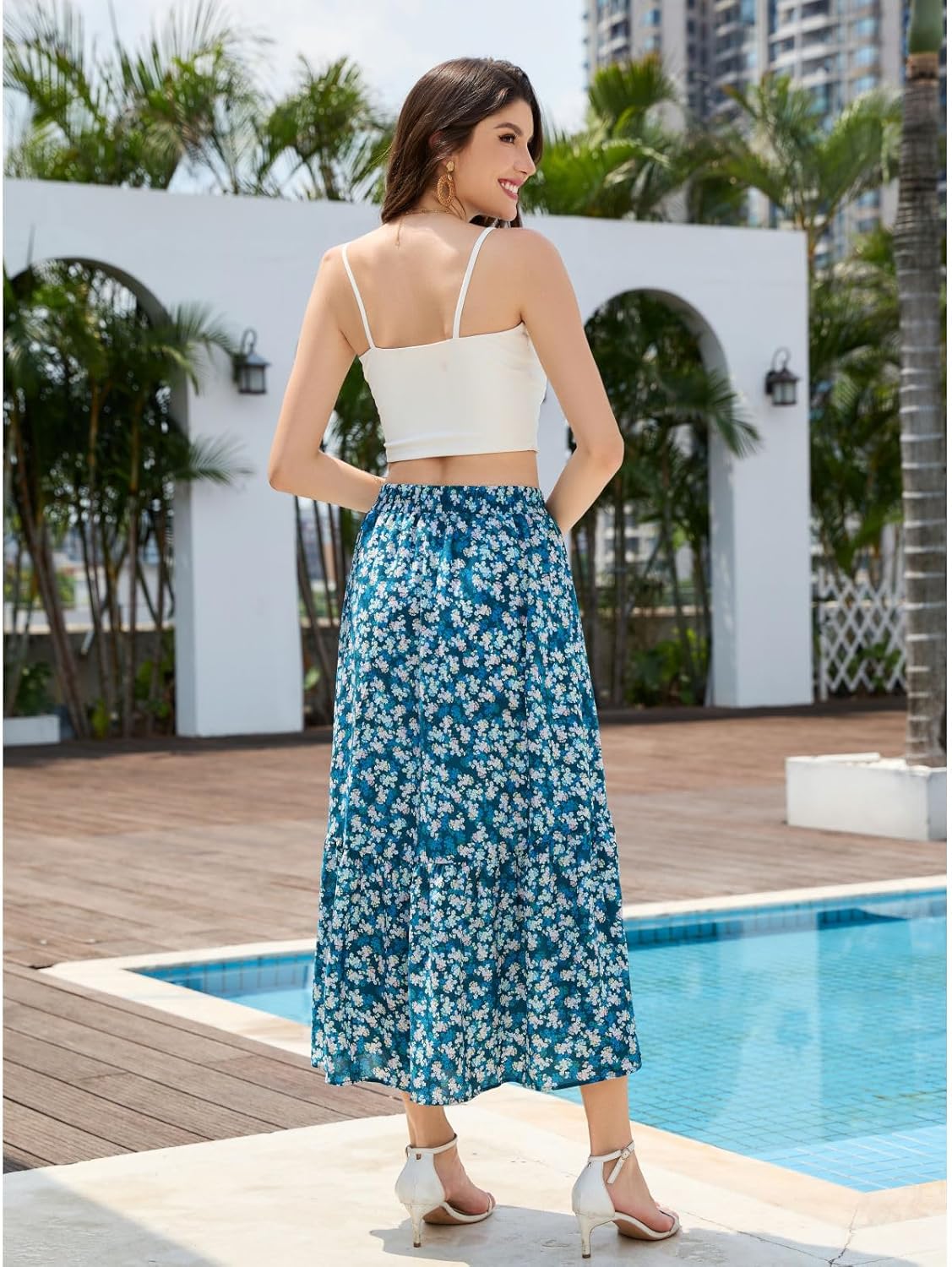 Maxi Skirts for Women with Pockets Long Midi Length Casual Skirt for Holiday - Image 3