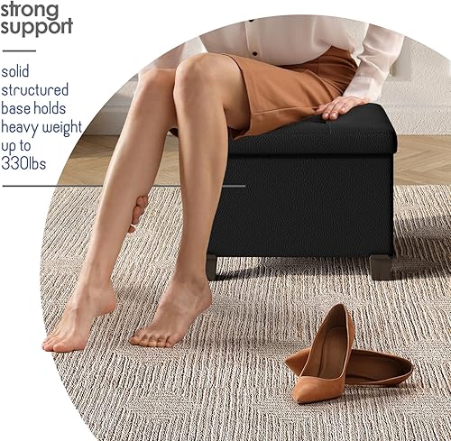 Miniatura 59 de Otomana plegable para dormitorio o sala de estar, con contenedores de almacenamiento, reposapiés para el extremo de la cama, soporta hasta 660 lb,