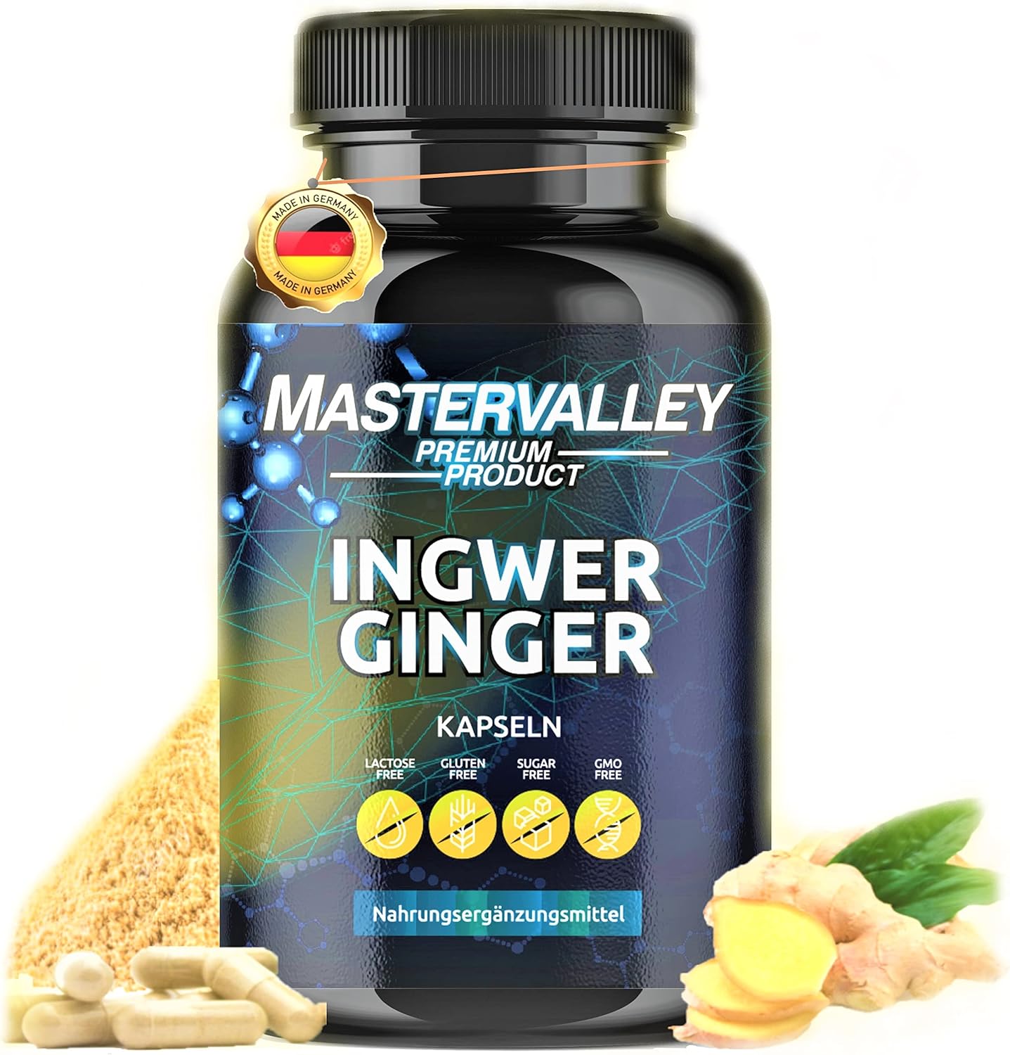 Ingwer Kapseln Ginger Extrakt Hochdosiert 1000 mg Tagesdosis