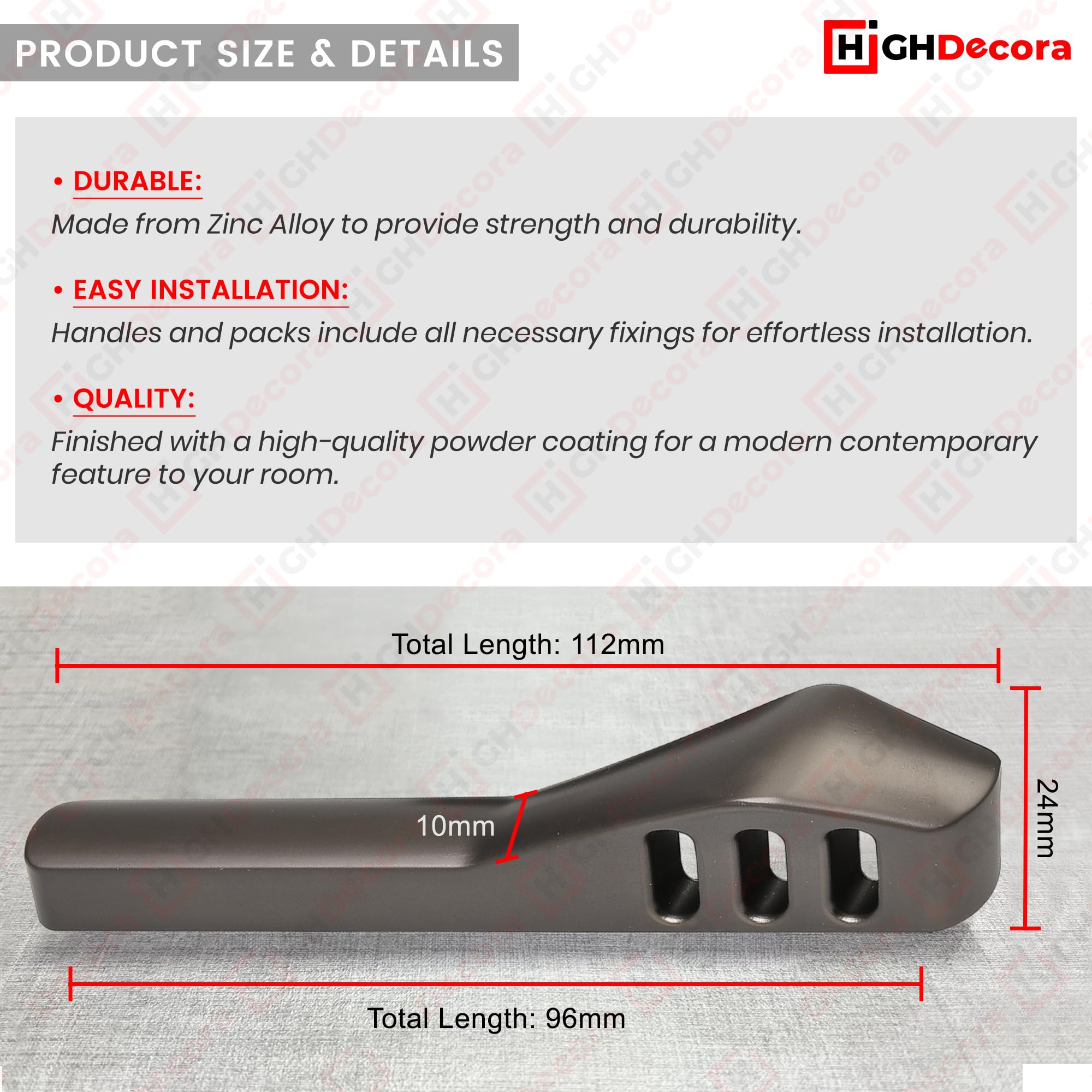 Highdecora Door Handles, Cupboard Drawer Pulls, Wardrobe, Kitchen, 6 Pack (Titanium-112mm), Silver - Image 2
