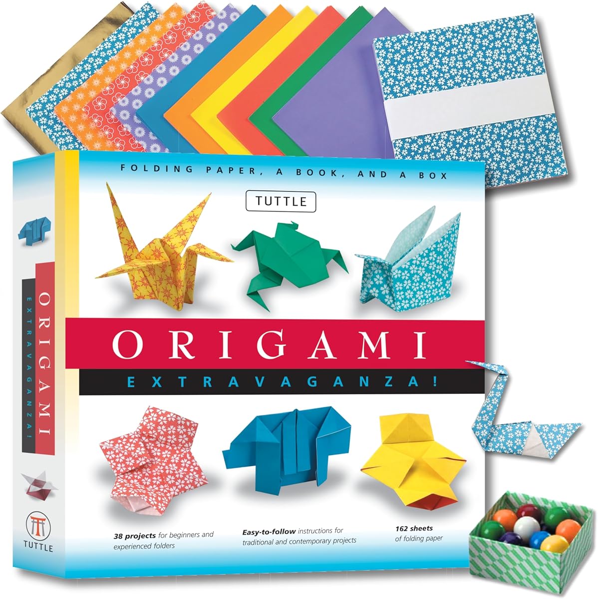 ¡Extravagancia de origami! Papel plegable, un libro y una caja: el kit de origami incluye un libro de origami, 38 proyectos divertidos y 162 papeles de origami: ideal tanto para niños como para adultos
