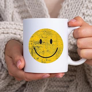 Funny Vintage Yellow Smile Face 70s 80s 90s Smiley face Mug, Tea Mug, Tea Cup, Coffee Cup