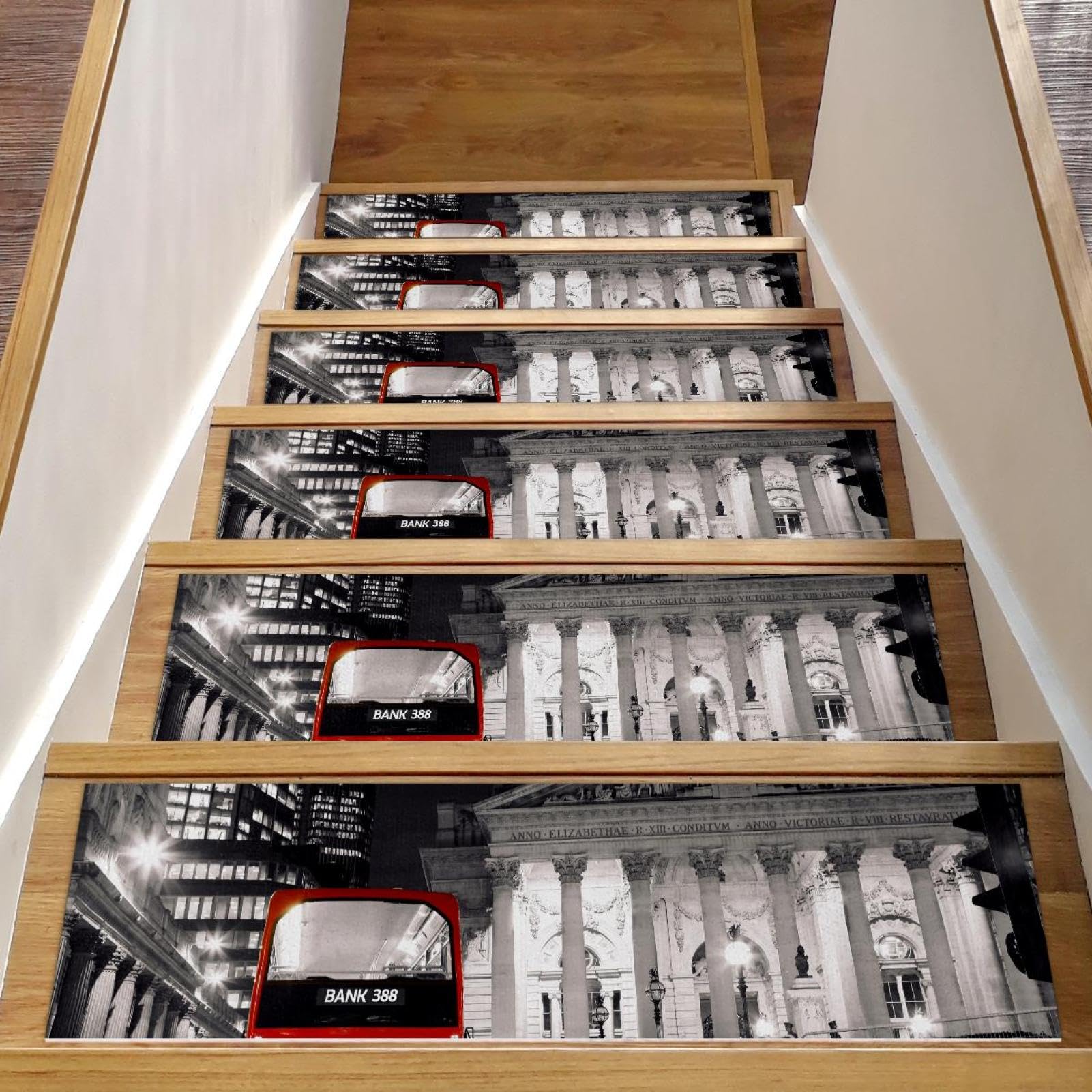Alfombras para peldaños de escalera de madera interiores antideslizantes de 76 x 20 cm 1